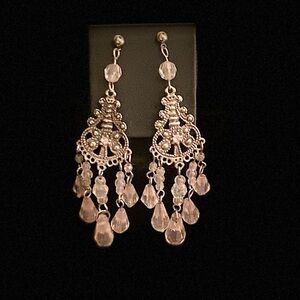 Vintage Estate Silver Beaded Chandelier Earrings